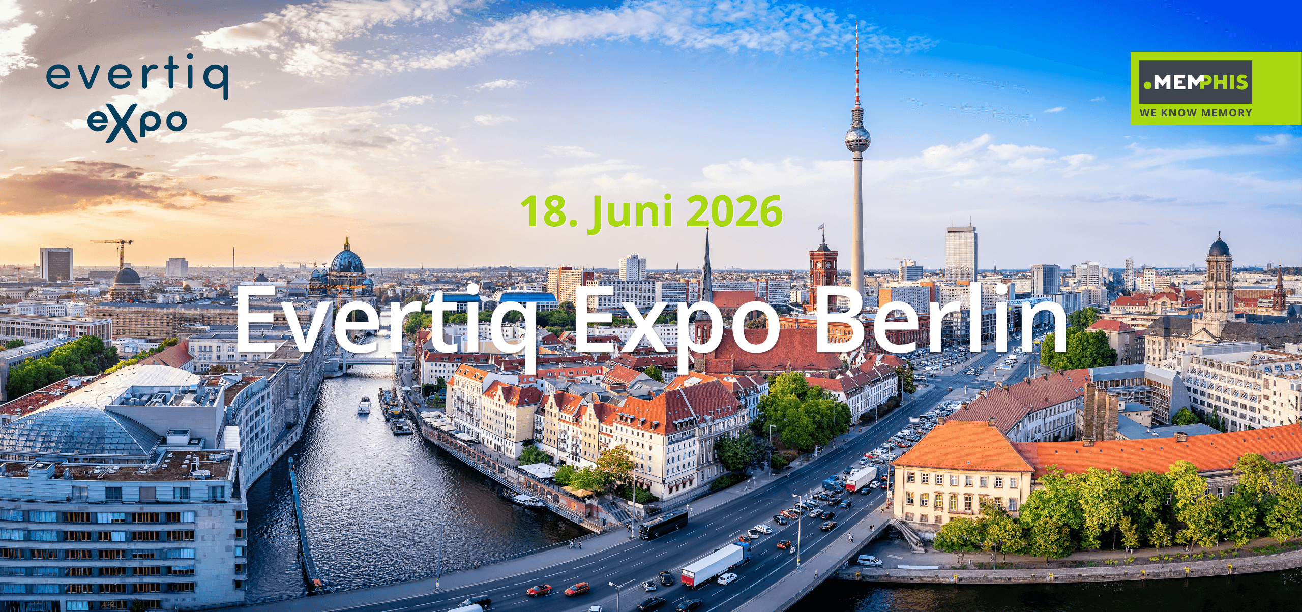 Berlin Skyline mit Beschriftung: 18. Juni 2026 Evertiq Expo Berlin