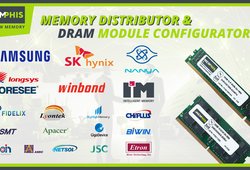 MEMPHIS Line Card Logos von mehr als 18 Speicherherstellern + 2 Beispiele von DRAM Modulen, die Memphis konfiguriert hat