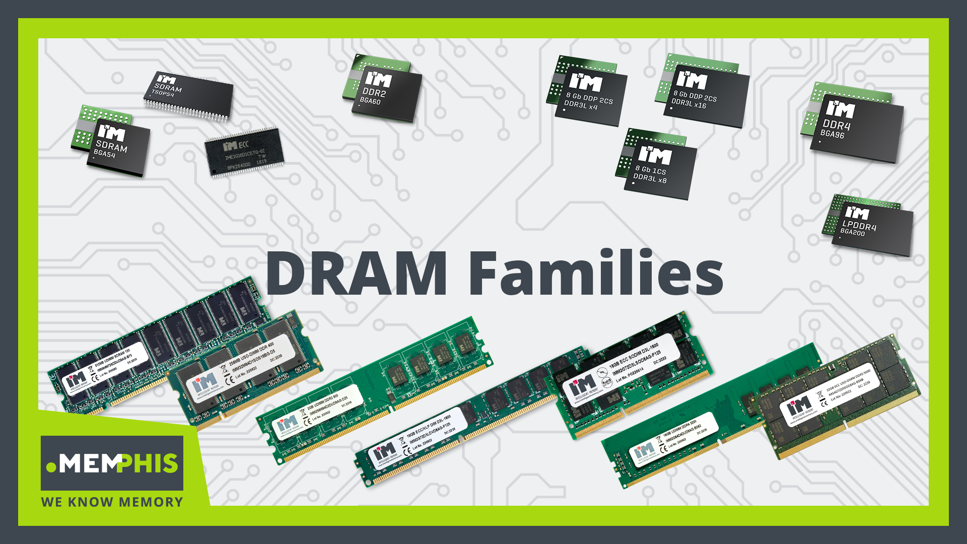 Intelligent Memory has an extensive range of DRAM families